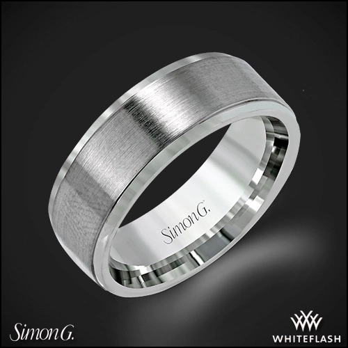 14k White Gold Simon G. LG154 Men's Wedding Ring