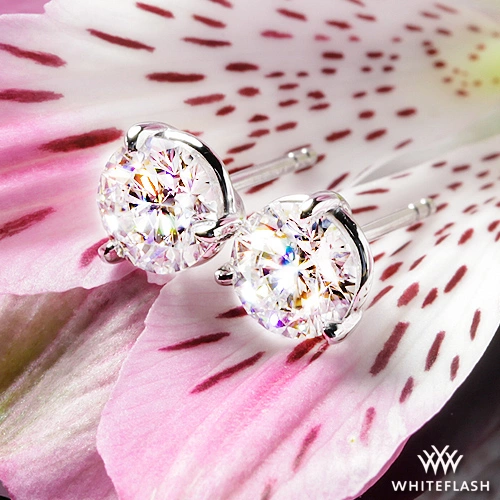 3 Prong Martini Diamond Earrings