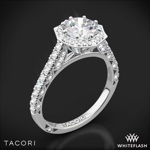 Tacori HT2555RD Petite Crescent Halo Diamond Engagement Ring