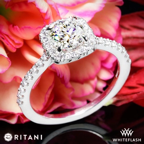 Ritani 1RZ1321 French-Set Halo Diamond Engagement Ring