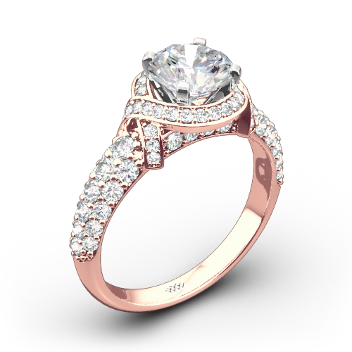 Ribbon Halo Diamond Engagement Ring