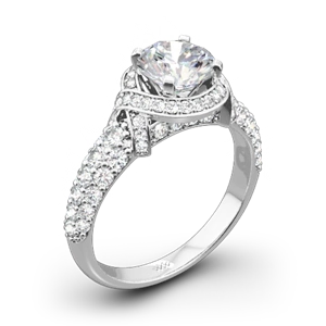 Ribbon Halo Diamond Engagement Ring