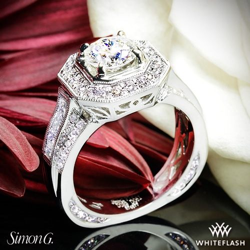 Simon G. NR109 Passion Halo Diamond Engagement Ring