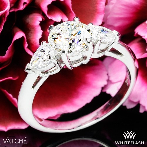 Vatche 310 Round and Pear Three Stone Engagement Ring