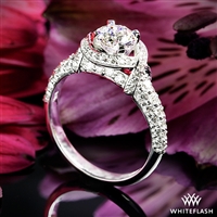 Ribbon Halo Diamond Engagement Ring set with 0.75ct A CUT ABOVE Hearts and Arrows