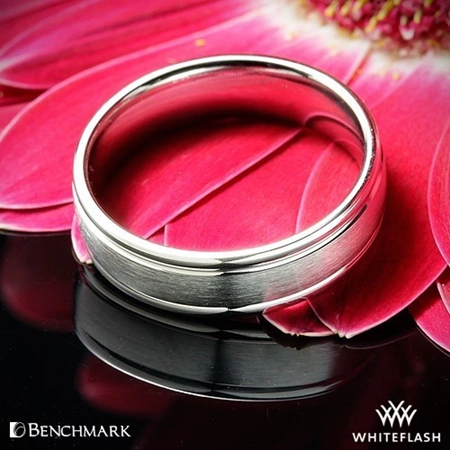 Benchmark Comfort Fit Wedding Ring with Spin Satin Finish