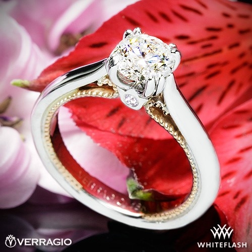 18k White Gold Verragio ENG-0418R Couture Solitaire Engagement Ring