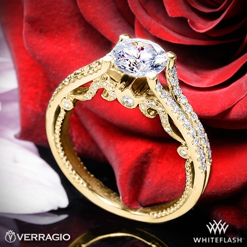 18k Yellow Gold Verragio INS-7063R Insignia Diamond Engagement Ring