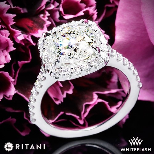 Ritani 1RZ1321 French-Set Halo Diamond Engagement Ring