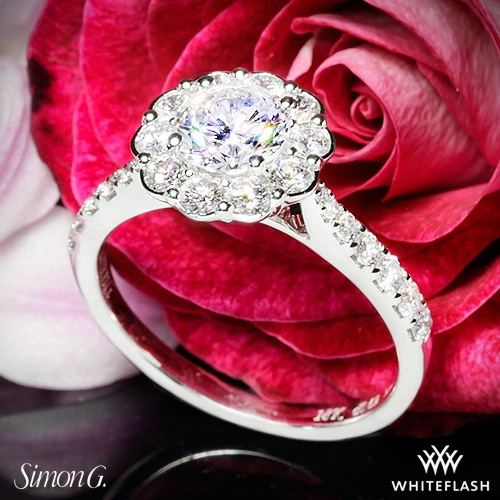 Simon G. MR2573 Passion Halo Diamond Engagement Ring