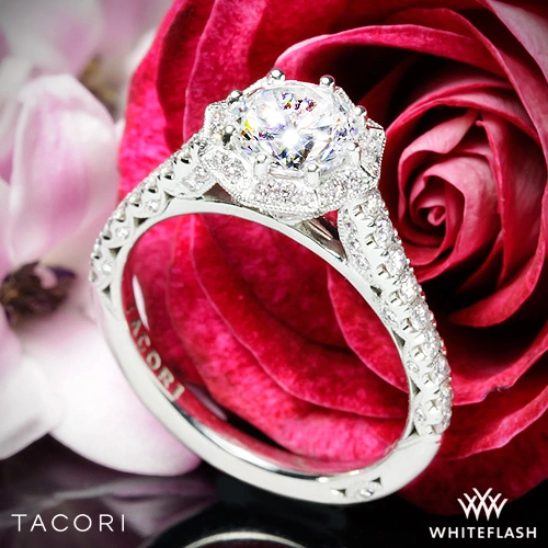 Tacori HT2555RD Petite Crescent Halo Diamond Engagement Ring