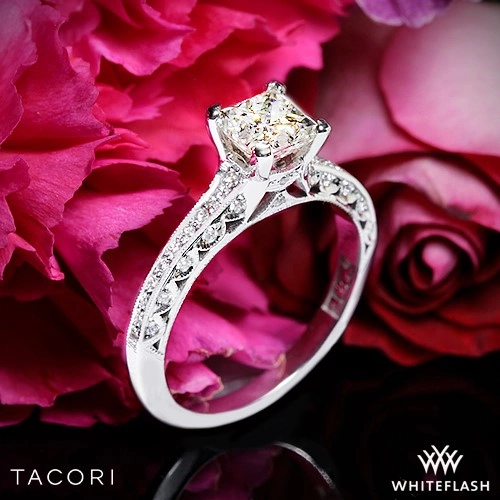 Tacori 2616PR Classic Crescent Pave Half Eternity for Princess Diamond Engagement Ring