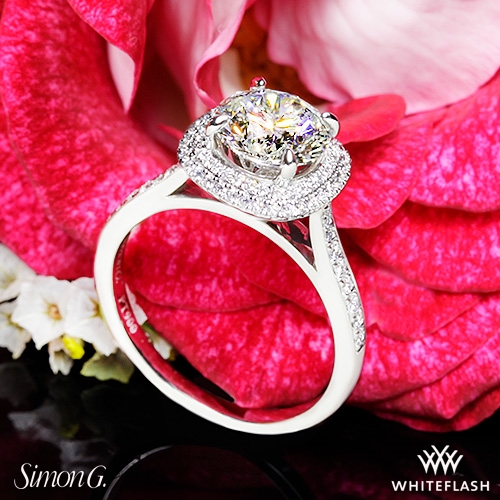 Simon G. MR2395 Passion Halo Diamond Engagement Ring