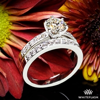 Bead-Set Diamond Engagement Ring with Matching Wedding Band