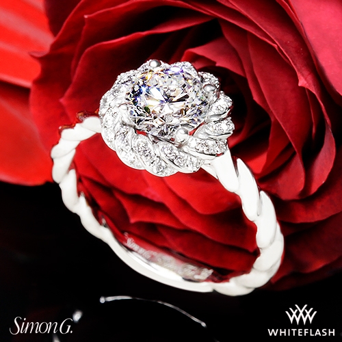 Simon G. LR1133 Classic Romance Halo Diamond Engagement Ring