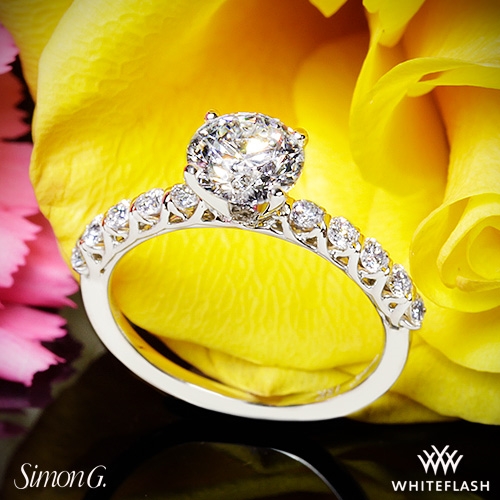 18k White Gold Simon G. MR2492 Caviar Diamond Engagement Ring