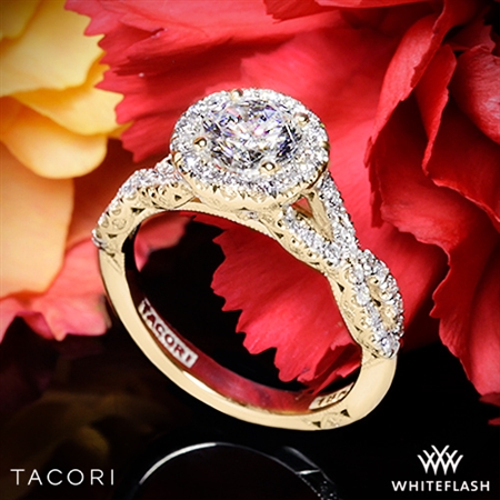 Tacori HT2549 Petite Crescent Twisted Diamond Halo Engagement Ring