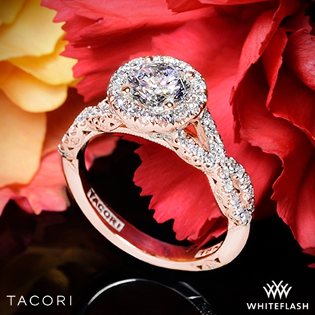 Tacori HT2549 Petite Crescent Twisted Diamond Halo Engagement Ring