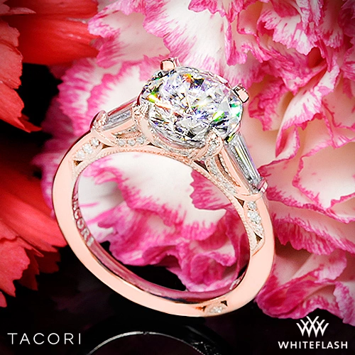 18k Rose Gold Tacori HT2657 Royal T Simply Tacori Three Stone Diamond Engagement Ring