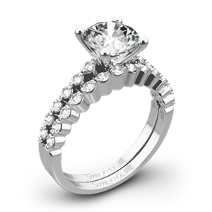 Simon G. MR2173 Delicate Diamond Wedding Set