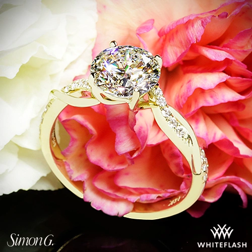 18k Yellow Gold Simon G. MR2526 Fabled Crisscross Diamond Engagement Ring