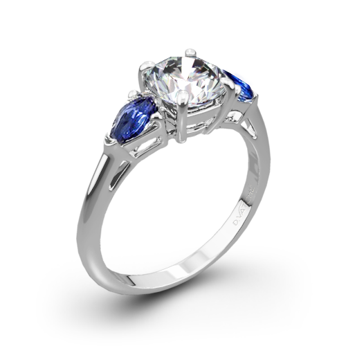 Vatche 310 Round and Sapphire Pear Three Stone Engagement Ring