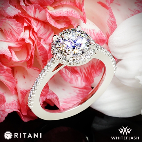 Ritani 1RZ3702 French-Set Halo Diamond Engagement Ring