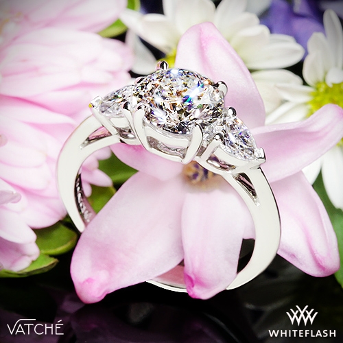 Vatche 310 Round and Pear Three Stone Engagement Ring 