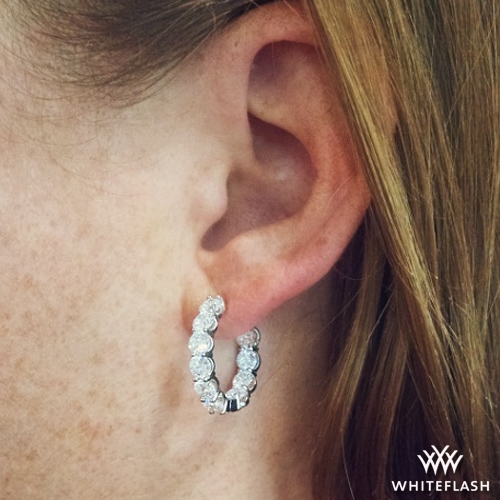 18k White Gold AGBF Inside Out Diamond Hoop Earrings