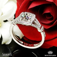 Simon G. TR418-D Delicate Halo Diamond Engagement Ring