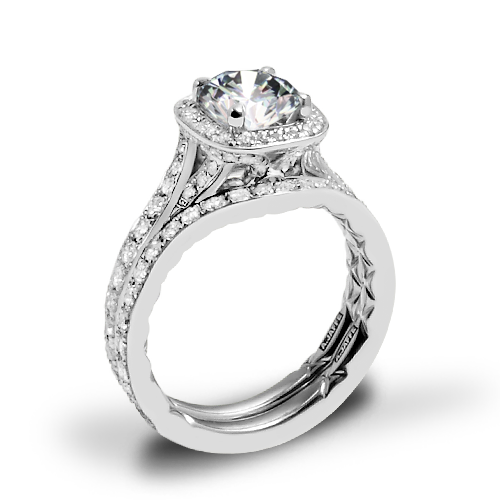A. Jaffe ME2256Q Halo Diamond Wedding Set