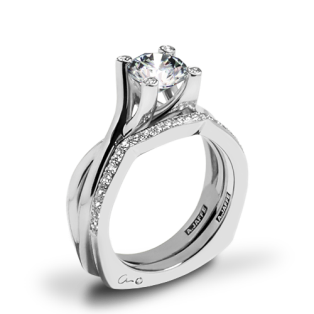 A. Jaffe MES463 Seasons of Love Solitaire Wedding Set