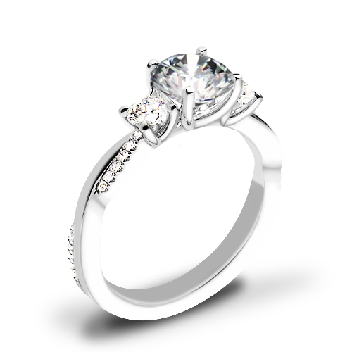 Valoria Flora Twist Three Stone Diamond Engagement Ring