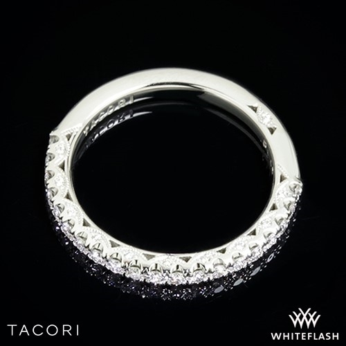 Platinum Tacori HT2545B Petite Crescent Scalloped Millgrain Diamond Wedding Ring