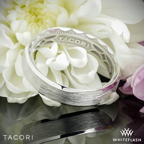 18k White Gold Tacori 107-5B Sculpted Crescent 3 Sided Brushed Eternity Wedding Ring
