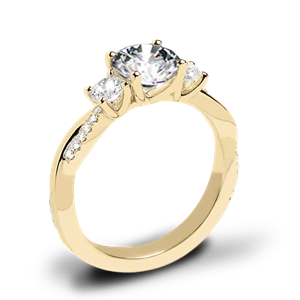 Valoria Flora Twist Three Stone Diamond Engagement Ring