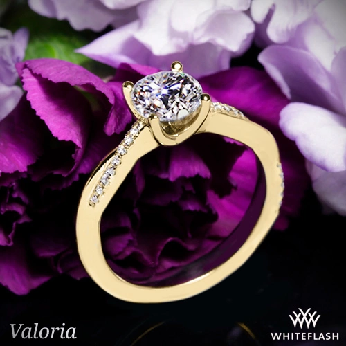 18k Yellow Gold Valoria Flora Twist Diamond Engagement Ring