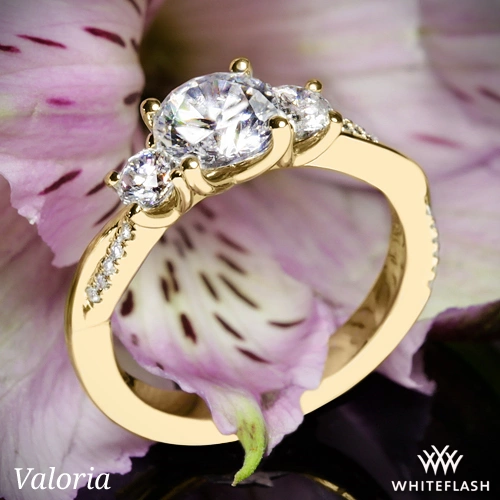 Valoria Flora Twist Three Stone Diamond Engagement Ring