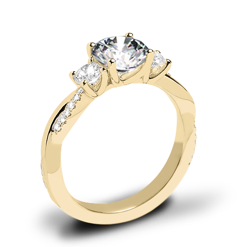 Valoria Flora Twist Three Stone Diamond Engagement Ring