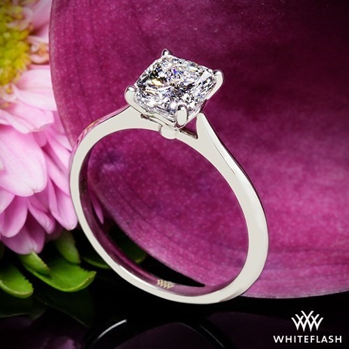 18k White Gold Custom 20003 Legato Solitaire Engagement Ring