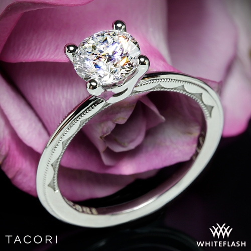 Tacori 40-1.5RD Sculpted Crescent Millgrain Solitaire Engagement Ring