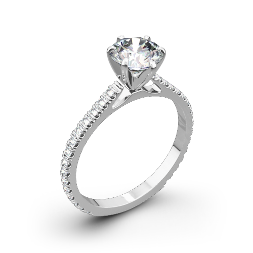 Valoria Cathedral French-Set Diamond Engagement Ring