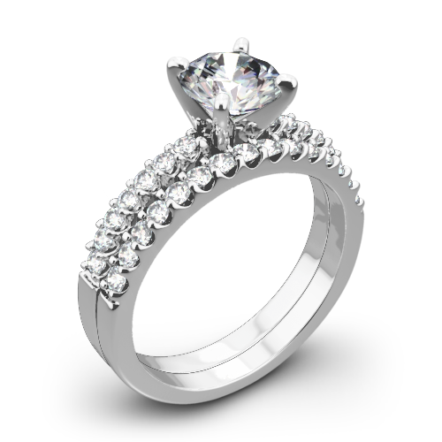 Valoria Petite Shared Prong Diamond Wedding Set