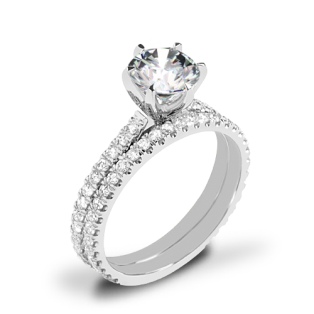 Valoria Cathedral French-Set Diamond Wedding Set