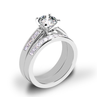 Valoria Princess Channel-Set Diamond Wedding Set