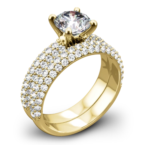 Valoria Rounded Pave Diamond Wedding Set