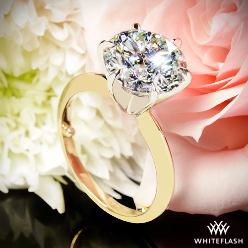 Classic 6 Prong Solitaire Engagement Ring with Sizing Beads