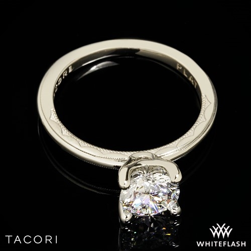 Platinum Tacori Sculpted Crescent Milgrain Solitaire Engagement Ring
