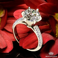 Custom 3-Row Rounded Pave Diamond Engagement Ring