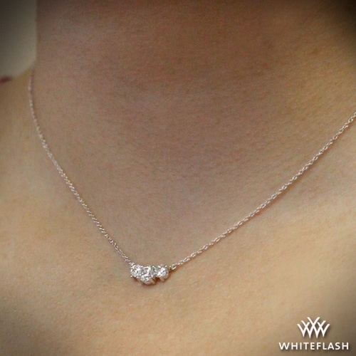 14k white gold over 3- Stone Diamond horizontal Bar Necklace Gift for Her |  eBay